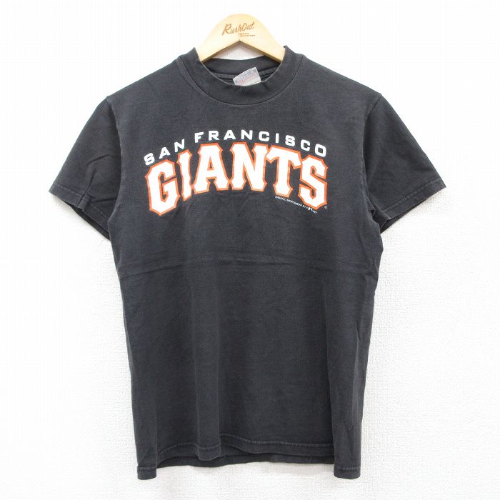 S★古着 ヘインズ Hanes 半袖 ビンテージ Tシャツ メンズ 90年代 90s MLB サンフランシスコジャイアンツ コットン クルーネック 黒 ブラック メジャーリーグ ベースボール 野球 25aug21 中古