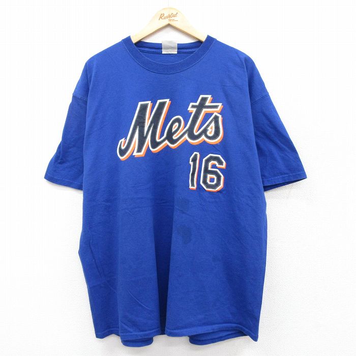 XL★古着 リー Lee 半袖 ビンテージ Tシャツ メンズ 00年代 00s ニューヨークメッツ ポールロデューカ 16 大きいサイズ コットン クルーネック 青 ブルー メジャーリーグ ベースボール 野球 25aug21 中古