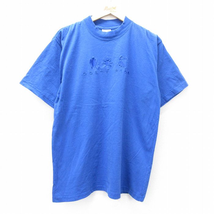 コスタリカ 00s 半袖Tシャツ 刺繍 ブルー L | 古着