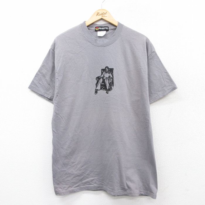L★古着 半袖 ビンテージ Tシャツ メンズ 00年代 00s コットン クルーネック グレー 25aug21 中古