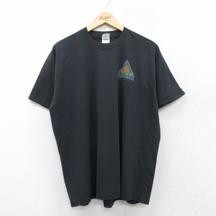 XL★古着 フルーツオブザルーム 半袖 ビンテージ Tシャツ メンズ 90年代 90s BUSH HOG クルーネック 黒 ブラック 25aug21 中古