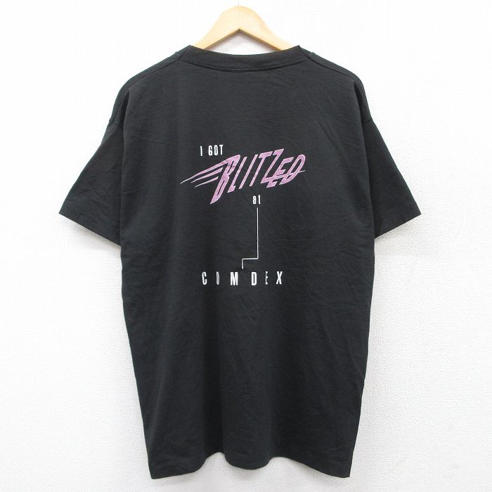 XL★古着 フルーツオブザルーム 半袖 ビンテージ Tシャツ メンズ 90年代 90s 大きいサイズ クルーネック USA製 黒 ブラック 【spe】 25aug21 中古