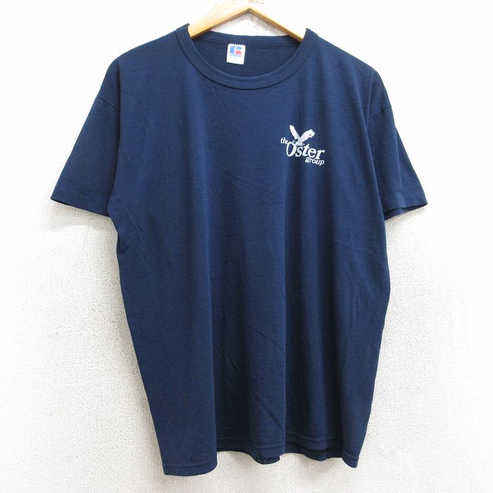 L★古着 ラッセル 半袖 ビンテージ Tシャツ メンズ 80年代 80s Oster クルーネック USA製 紺 ネイビー 25aug22 中古