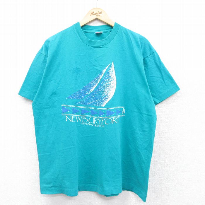 フルーツオブザルーム 90s 半袖Tシャツ ヨット ライトブルー XL | 古着
