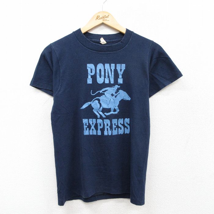 【50%OFF】S★古着 スクリーンスターズ 半袖 ビンテージ Tシャツ メンズ 80年代 80s 馬 カウボーイ PONY クルーネック USA製 紺 ネイビー 25aug22 中古
