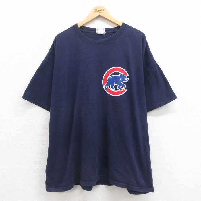 XL★古着 リー Lee 半袖 ビンテージ Tシャツ メンズ 00年代 00s MLB シカゴカブス アレックスウッド 34 大きいサイズ コットン クルーネック 濃紺 ネイビー メジャーリーグ ベースボール 野球 25aug22 中古