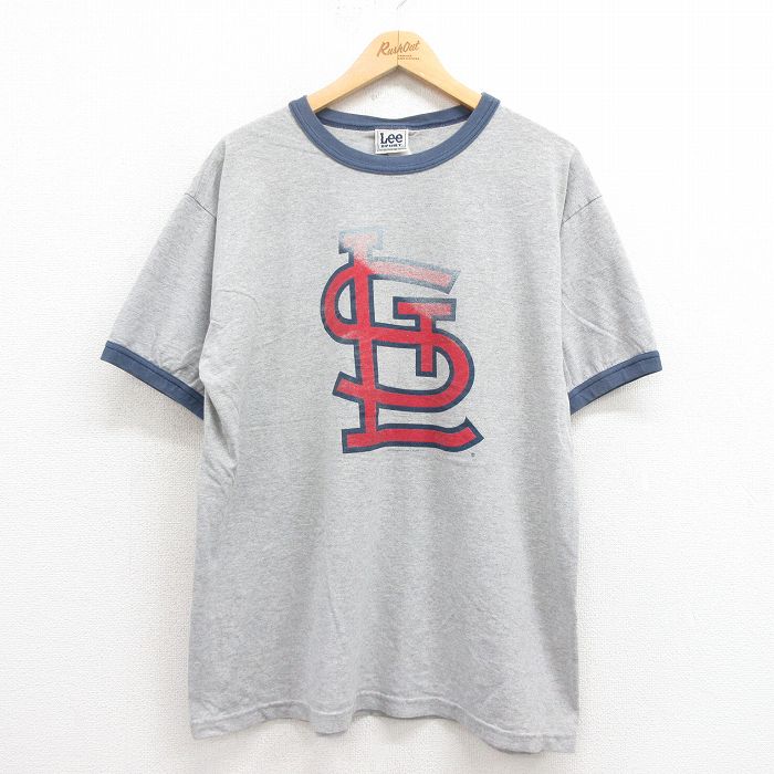 XL★古着 リー Lee 半袖 ビンテージ Tシャツ メンズ 00年代 00s MLB セントルイスカージナルス クルーネック グレー 霜降り リンガー メジャーリーグ ベースボール 野球 25aug22 中古