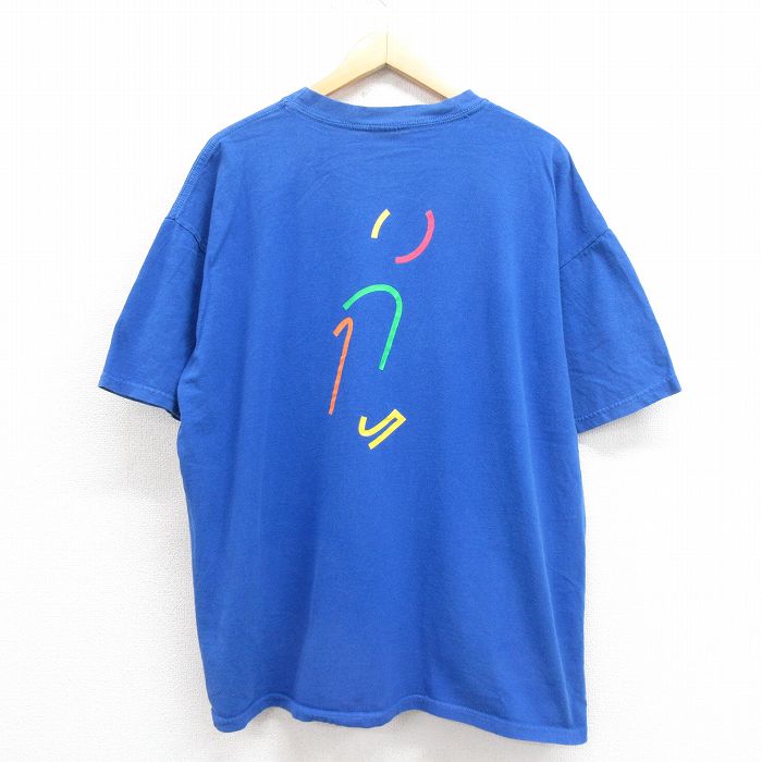 XL★古着 半袖 ビンテージ Tシャツ メンズ 00年代 00s ヘルスケア 大きいサイズ コットン クルーネック 青 ブルー 25aug23 中古
