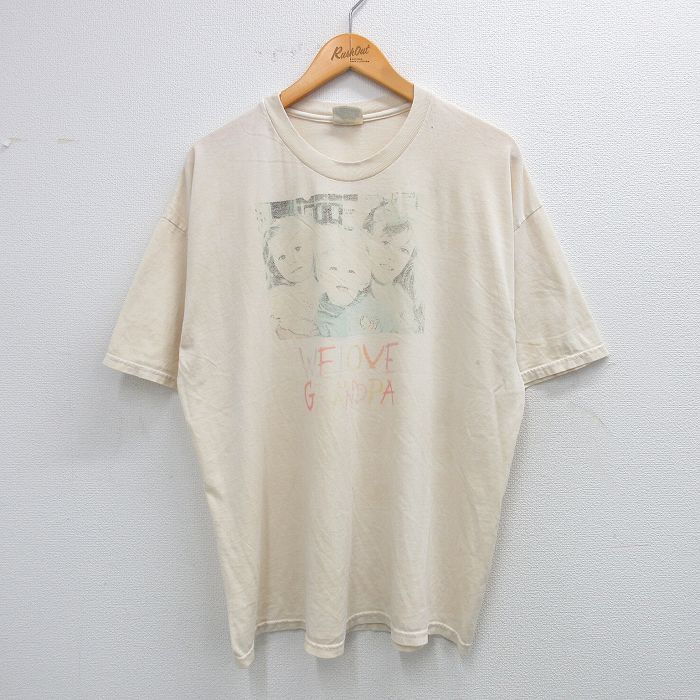 XL★古着 ヘインズ Hanes 半袖 ビンテージ Tシャツ メンズ 00年代 00s 女の子 赤ちゃん レッド 大きいサイズ クルーネック ベージュ カーキ 【spe】 25aug23 中古