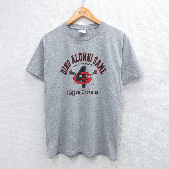 M★古着 フルーツオブザルーム 半袖 ビンテージ Tシャツ メンズ 00年代 00s ジュネーブ ラクロス クルーネック グレー 霜降り 25aug23 中古