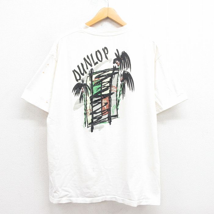 【50%OFF】XL★古着 All Sport 半袖 ビンテージ Tシャツ メンズ 90年代 90s ヤシの木 大きいサイズ コットン クルーネック USA製 白 ホワイト 25aug23 中古