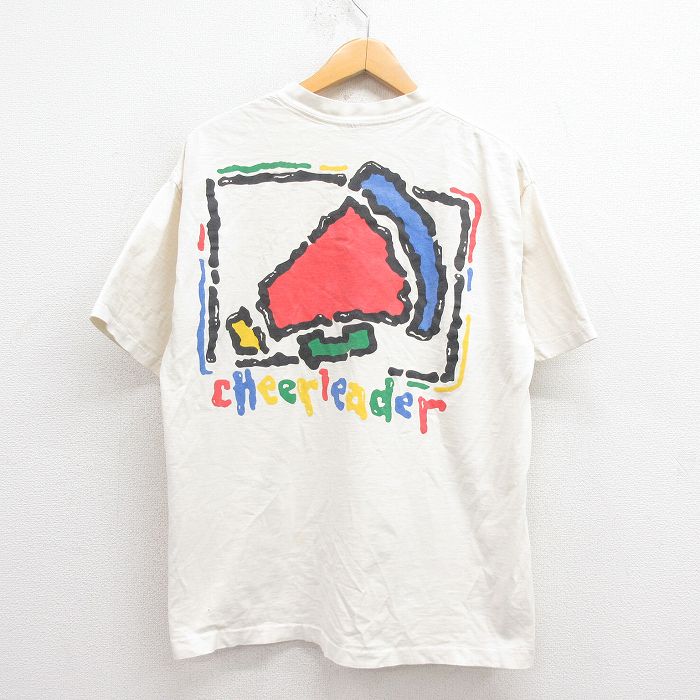 L★古着 半袖 ビンテージ Tシャツ メンズ 80年代 80s チアリーダー コットン クルーネック USA製 白 ホワイト 25aug23 中古