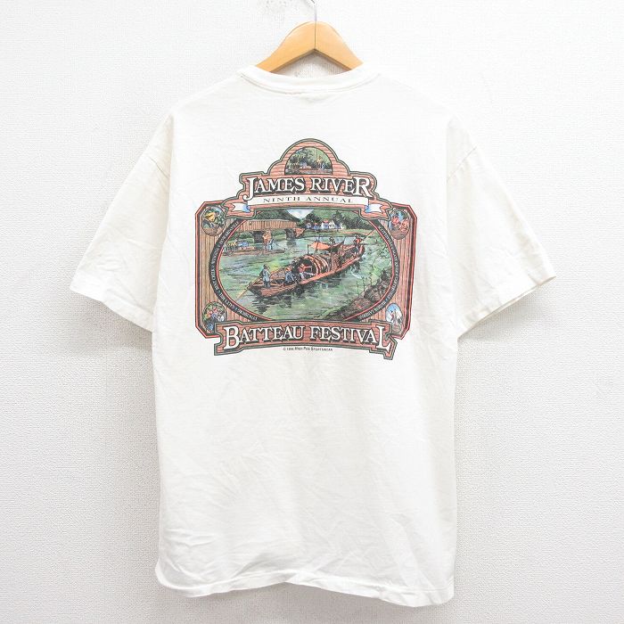 L★古着 ヘインズ Hanes 半袖 ビンテージ Tシャツ メンズ 90年代 90s SAMES コットン クルーネック USA製 白 ホワイト 25aug23 中古