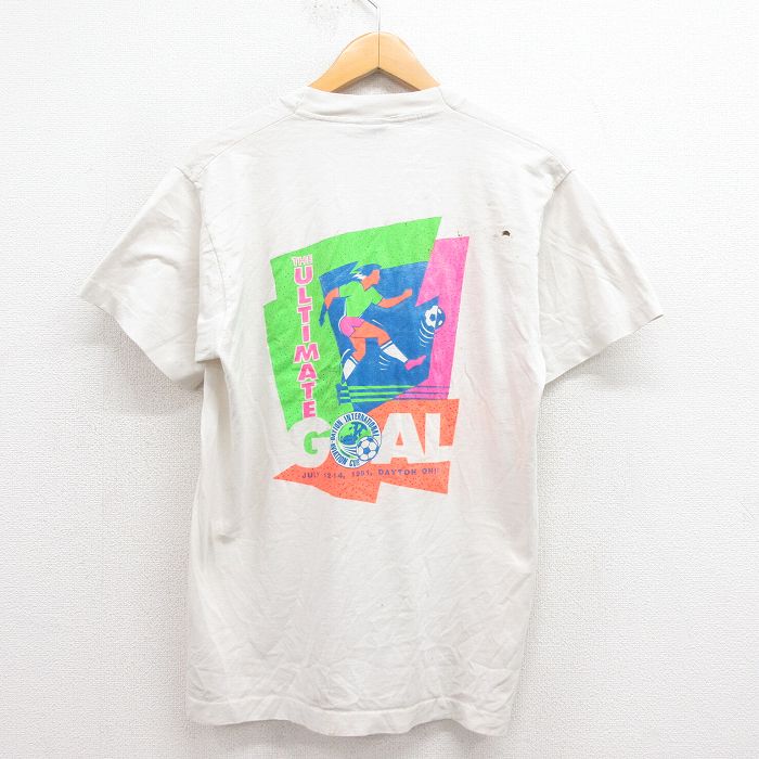 L★古着 スクリーンスターズ 半袖 ビンテージ Tシャツ メンズ 90年代 90s サッカー クルーネック USA製 白 ホワイト 25aug23 中古