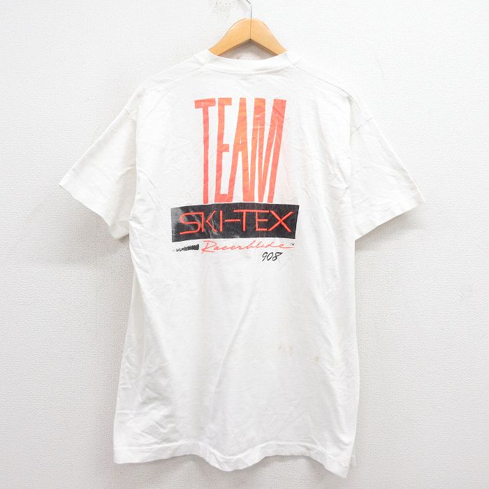 XL★古着 フルーツオブザルーム 半袖 ビンテージ Tシャツ メンズ 90年代 90s スキー コットン クルーネック USA製 白 ホワイト 25aug23 中古