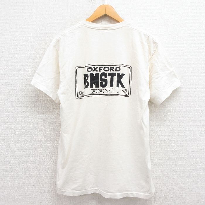 L★古着 半袖 ビンテージ Tシャツ メンズ 90年代 90s BMSTK クルーネック 白 ホワイト 25aug23 中古