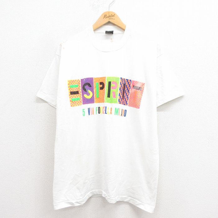 【50%OFF】XL★古着 スクリーンスターズ 半袖 ビンテージ Tシャツ メンズ 80年代 80s エスプリ クルーネック USA製 白 ホワイト 25aug23 中古