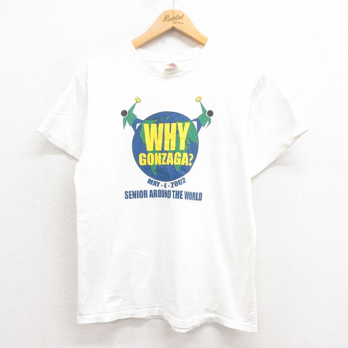 M★古着 フルーツオブザルーム 半袖 ビンテージ Tシャツ メンズ 00年代 00s WHY コットン クルーネック 白 ホワイト 25aug23 中古