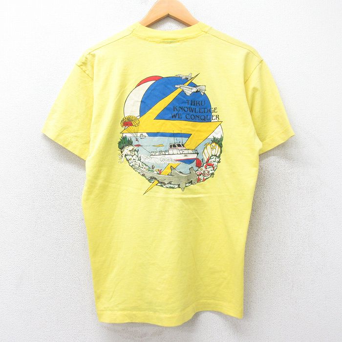 【50%OFF】L★古着 スクリーンスターズ 半袖 ビンテージ Tシャツ メンズ 80年代 80s USAF クルーネック USA製 黄 イエロー 25aug25 中古