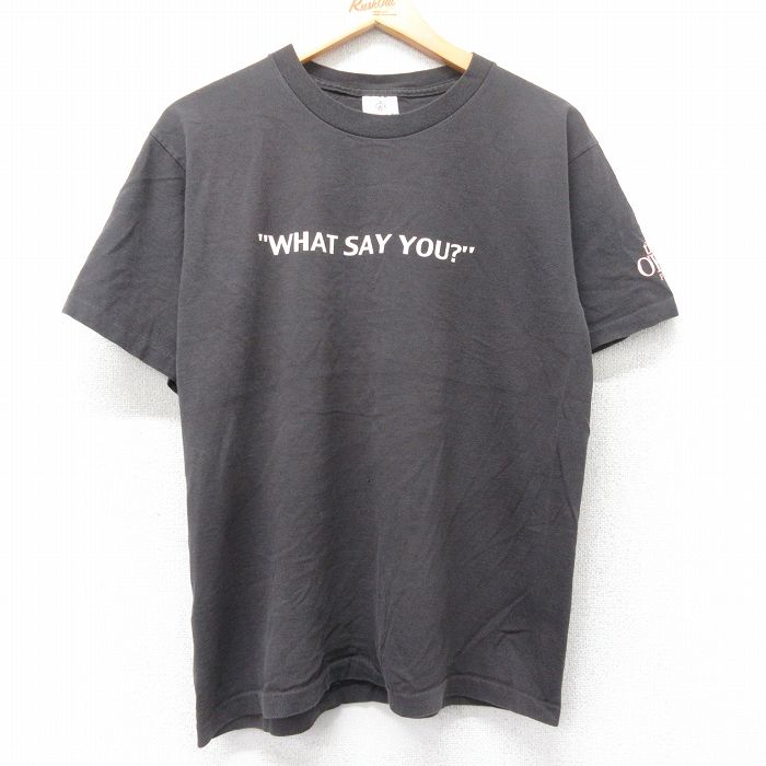 【50%OFF】L★古着 半袖 ビンテージ Tシャツ メンズ 90年代 90s ザオライリーファクター WHAT SAY YOU? コットン クルーネック USA製 黒 ブラック 25aug25 中古
