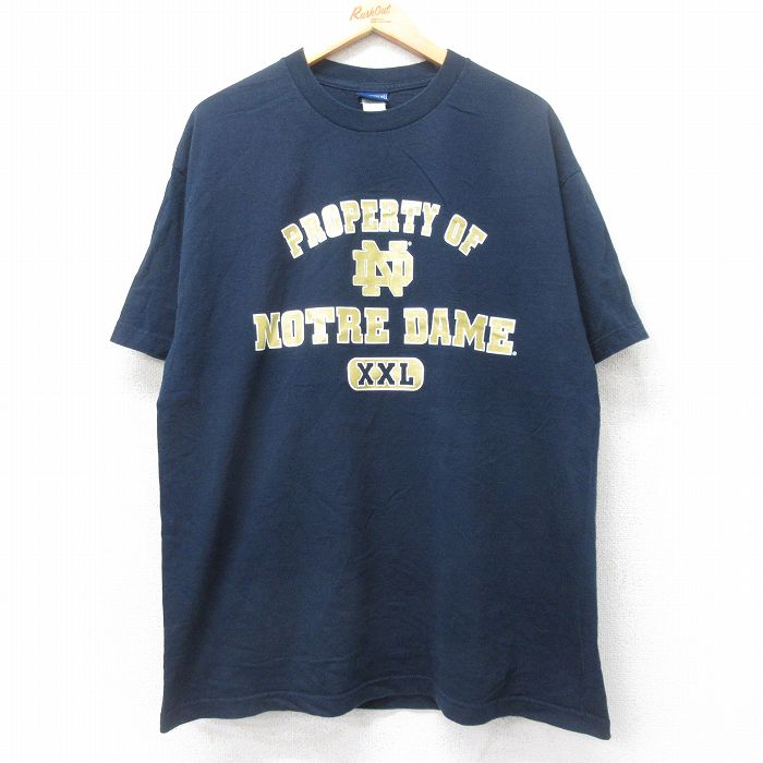 XL★古着 半袖 ビンテージ Tシャツ メンズ 00年代 00s ノートルダム コットン クルーネック 紺 ネイビー 25aug25 中古