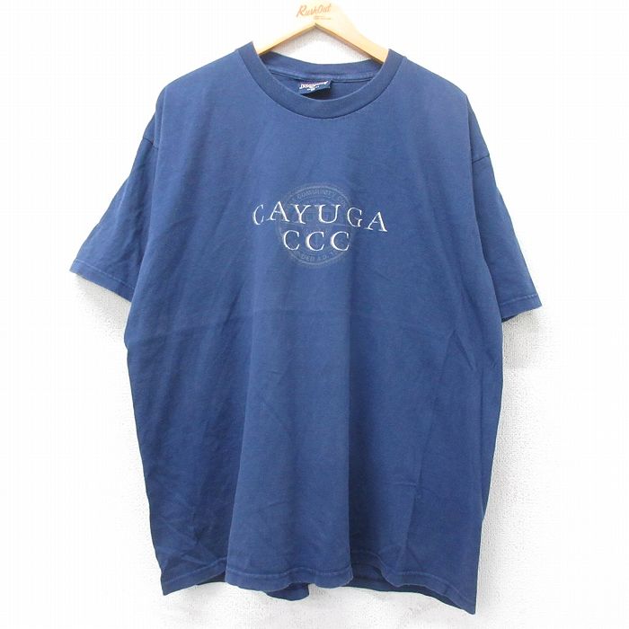 ジャンスポーツ 90s 半袖Tシャツ CAYUGA ネイビー XL | 古着