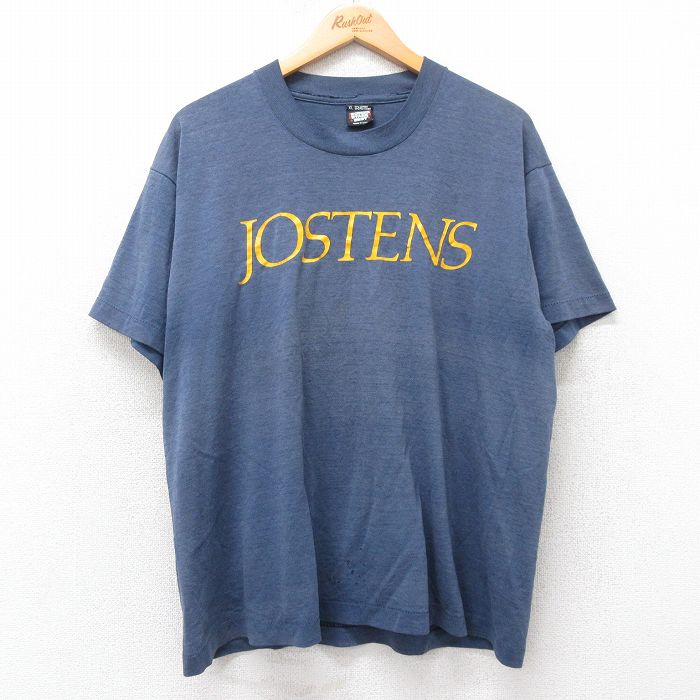 XL★古着 スクリーンスターズ 半袖 ビンテージ Tシャツ メンズ 80年代 80s JOSTENS クルーネック USA製 紺 ネイビー 25aug25 中古