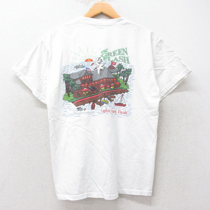 L★古着 半袖 ビンテージ Tシャツ メンズ 00年代 00s GREEN FLASH コットン クルーネック 白 ホワイト 25aug25 中古
