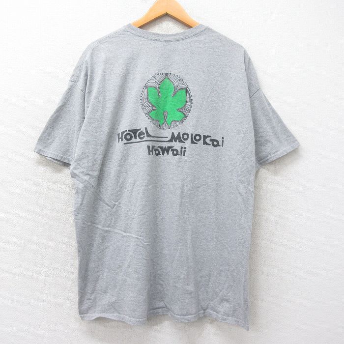 XL★古着 半袖 ビンテージ Tシャツ メンズ 00年代 00s HOTEL MOLOKAI 大きいサイズ クルーネック グレー 霜降り 25aug25 中古