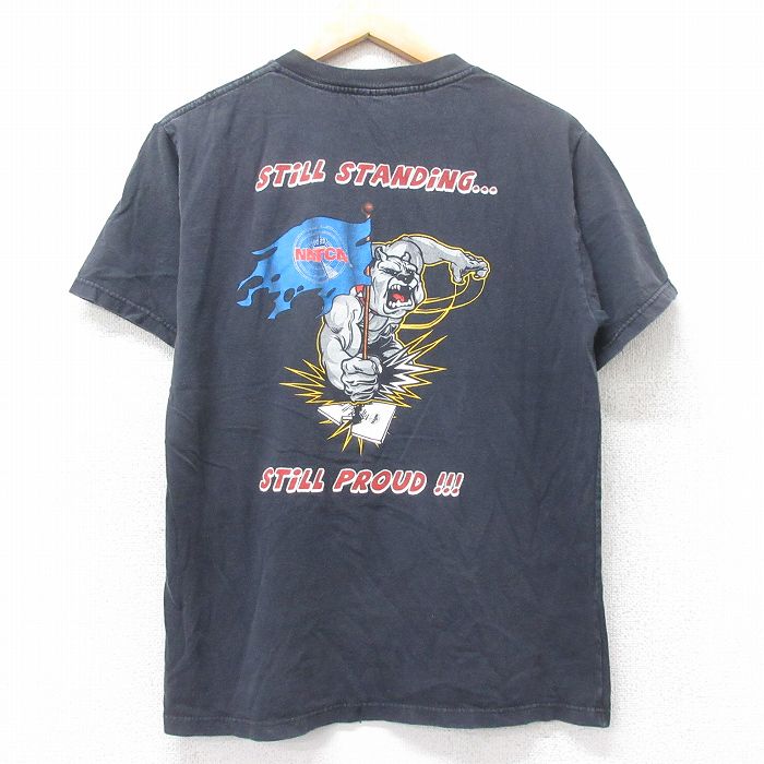 【20%OFF】M★古着 半袖 ビンテージ Tシャツ メンズ 00年代 00s NATCA 犬 コットン クルーネック USA製 黒 ブラック 25aug26 中古
