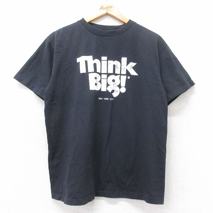 L★古着 半袖 ビンテージ Tシャツ メンズ 90年代 90s Think Big コットン クルーネック USA製 黒 ブラック 【spe】 25aug26 中古