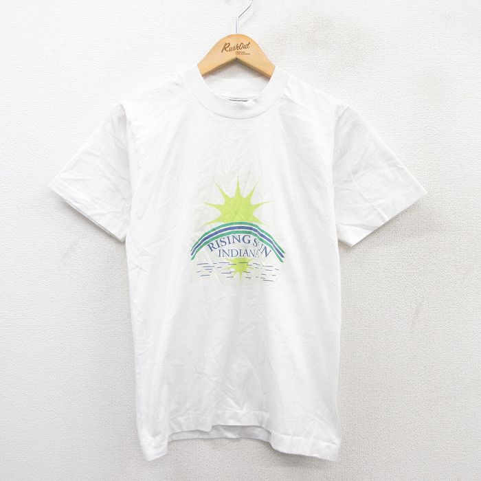S★古着 フルーツオブザルーム 半袖 ビンテージ Tシャツ メンズ 90年代 90s RISING SUN クルーネック USA製 白 ホワイト 25aug26 中古