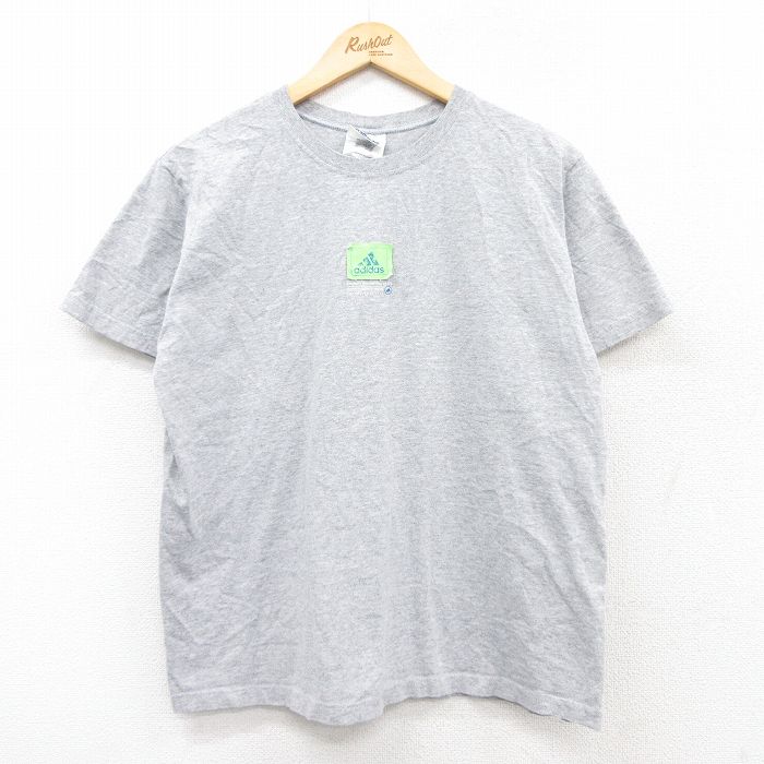 アディダス 00s 半袖Tシャツ ワンポイントロゴ グレー L | 古着