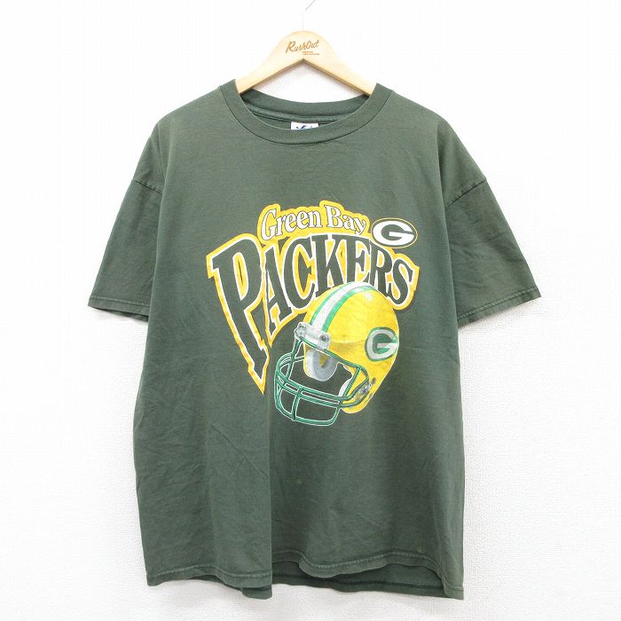 00s 半袖Tシャツ グリーンベイパッカーズプリント グリーン XL | 古着