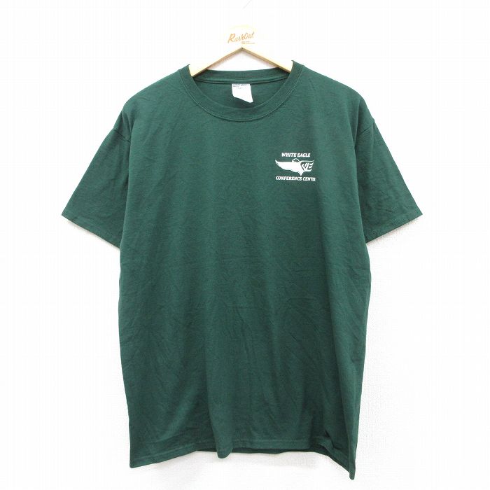 【50%OFF】L★古着 ジャージーズ 半袖 ビンテージ Tシャツ メンズ 00年代 00s WHITE EAGLE クルーネック 緑 グリーン 25aug26 中古