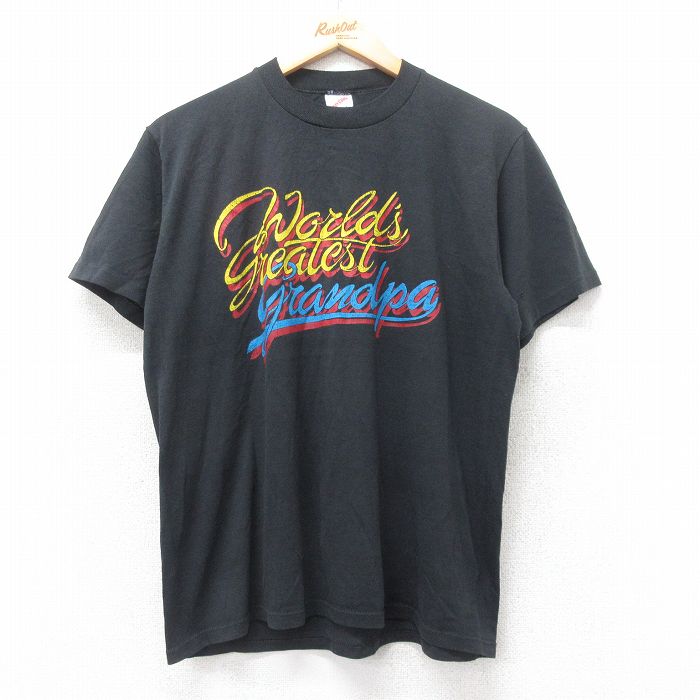 L★古着 ジャージーズ 半袖 ビンテージ Tシャツ メンズ 90年代 90s grandpa クルーネック USA製 黒 ブラック 25aug26 中古