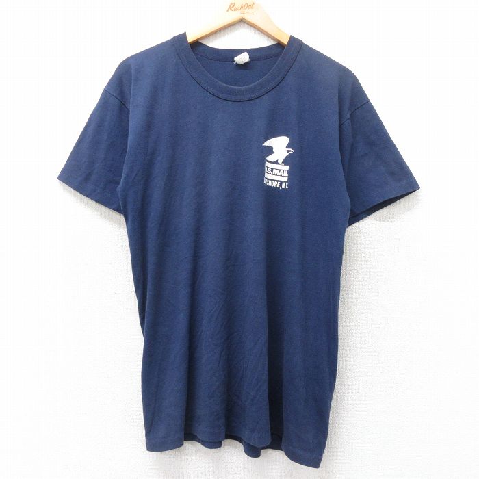 L★古着 半袖 ビンテージ Tシャツ メンズ 80年代 80s US MAIL クルーネック USA製 紺 ネイビー 25aug26 中古