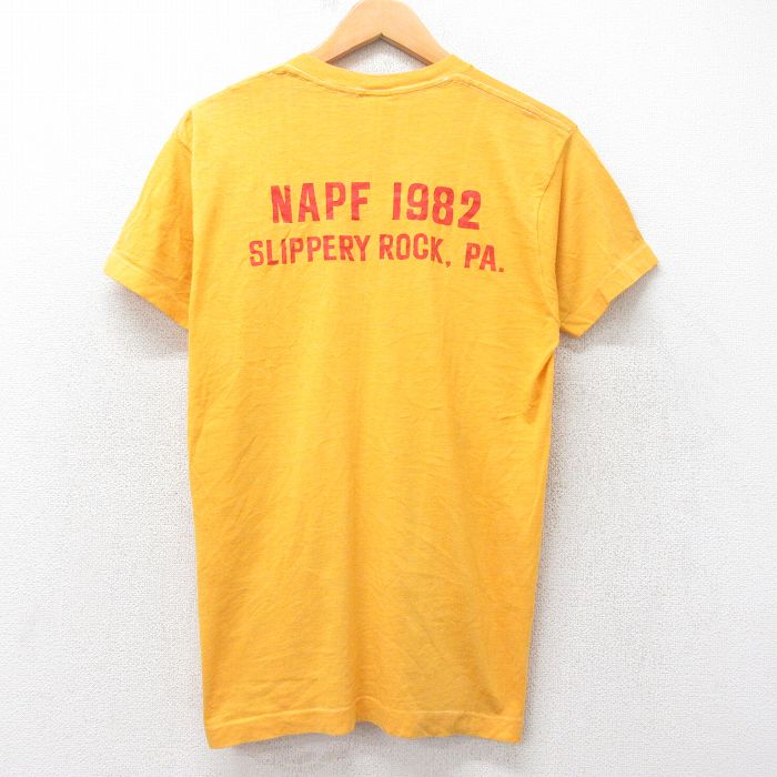 L★古着 半袖 ビンテージ Tシャツ メンズ 80年代 80s NAPF クルーネック USA製 黄 イエロー 霜降り 25aug26 中古