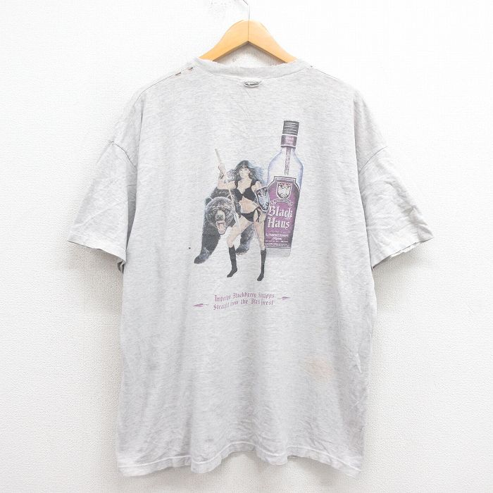XL★古着 半袖 ビンテージ Tシャツ メンズ 00年代 00s Black Haus 大きいサイズ コットン クルーネック グレー 霜降り 25aug26 中古
