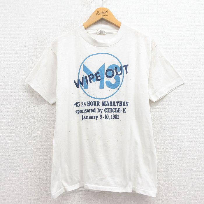 ヘインズ 80s 半袖Tシャツ WIPE OUT ホワイト M | 古着