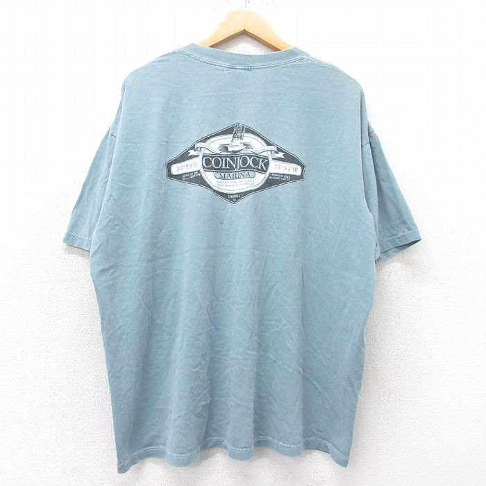 XL★古着 半袖 ビンテージ Tシャツ メンズ 90年代 90s COINJOCK 大きいサイズ コットン クルーネック USA製 緑 グリーン 25aug27 中古