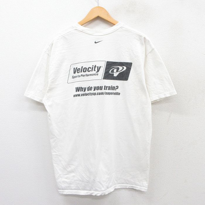 L★古着 ナイキ NIKE 半袖 ビンテージ Tシャツ メンズ 00年代 00s Velocity コットン クルーネック 白 ホワイト 25aug27 中古