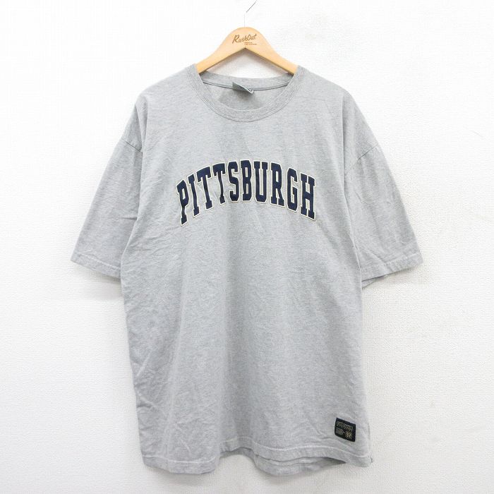 XL★古着 半袖 ビンテージ Tシャツ メンズ 00年代 00s ピッツバーグ 大きいサイズ コットン クルーネック グレー 霜降り 25aug27 中古