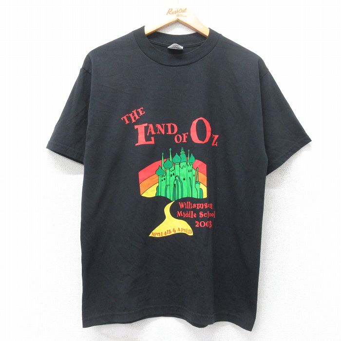 【50%OFF】L★古着 ジャージーズ 半袖 ビンテージ Tシャツ メンズ 00年代 00s LAND OF OZ クルーネック 黒 ブラック 25aug27 中古