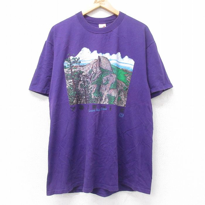 XL★古着 ジャージーズ 半袖 ビンテージ Tシャツ メンズ 90年代 90s ヨセミテ 大きいサイズ コットン クルーネック USA製 紫 パープル 【spe】 25aug27 中古