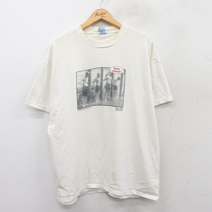 XL★古着 ヘインズ Hanes 半袖 ビンテージ Tシャツ メンズ 00年代 00s Kendle コットン クルーネック 生成り 【spe】 25aug27 中古
