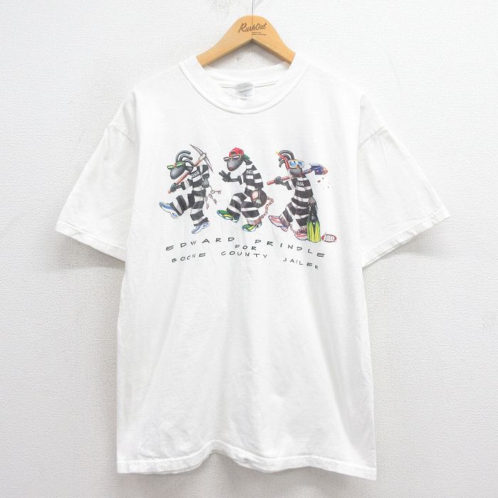 L★古着 半袖 ビンテージ Tシャツ メンズ 00年代 00s EDWARD コットン クルーネック 白 ホワイト 25aug27 中古