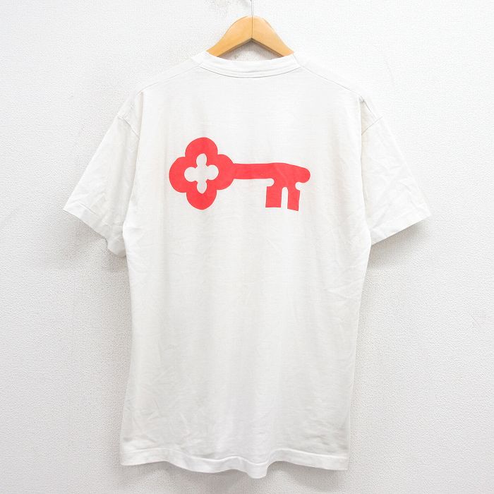 L★古着 フルーツオブザルーム 半袖 ビンテージ Tシャツ メンズ 90年代 90s カギ クルーネック USA製 白 ホワイト 25aug27 中古