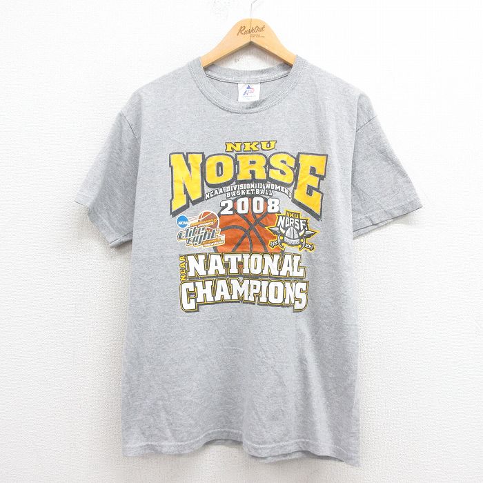 M★古着 半袖 ビンテージ Tシャツ メンズ 00年代 00s バスケットボール クルーネック グレー 霜降り 25aug27 中古