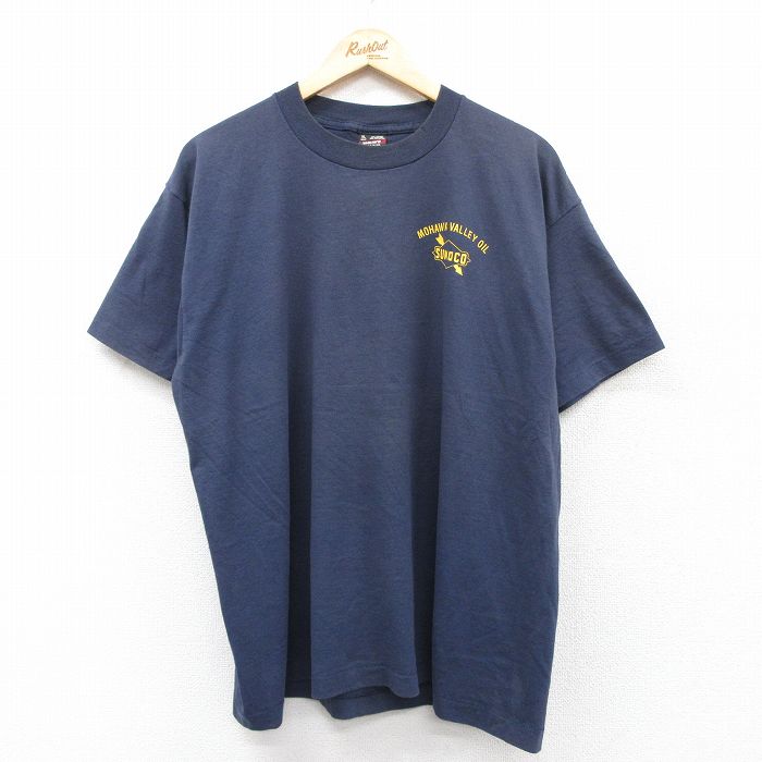XL★古着 フルーツオブザルーム 半袖 ビンテージ Tシャツ メンズ 90年代 90s SUNOCO クルーネック USA製 紺 ネイビー 25aug27 中古
